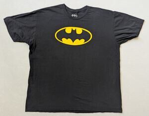 Batman Logo T-Shirt Black Yellow DC Comics Graphic Tee Men's XXL 100% Cotton